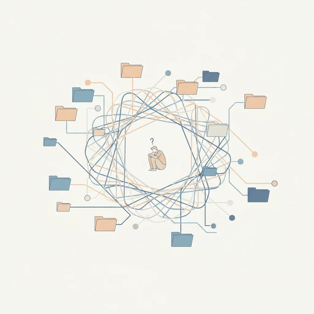 복잡한 폴더 트리 구조에 압도된 모습