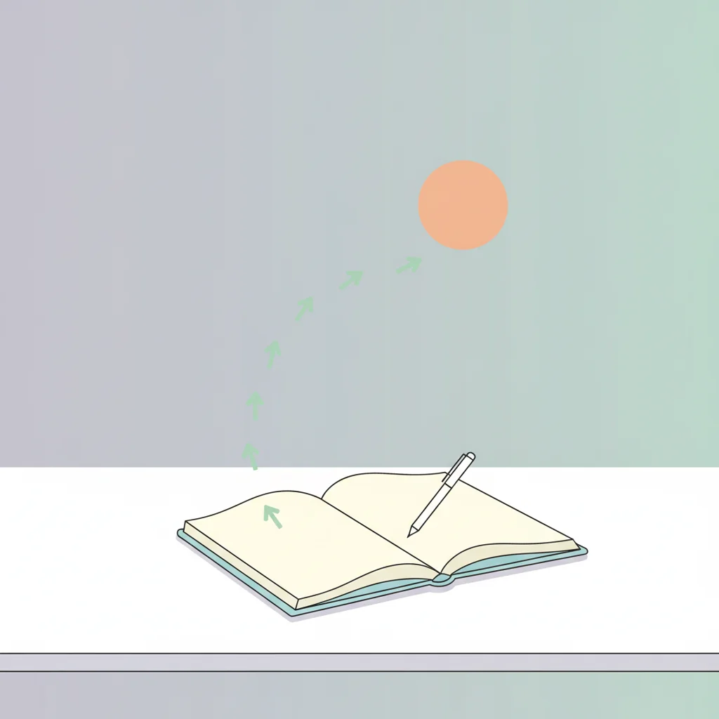 깨끗한 책상 위에 간단한 메모장 하나