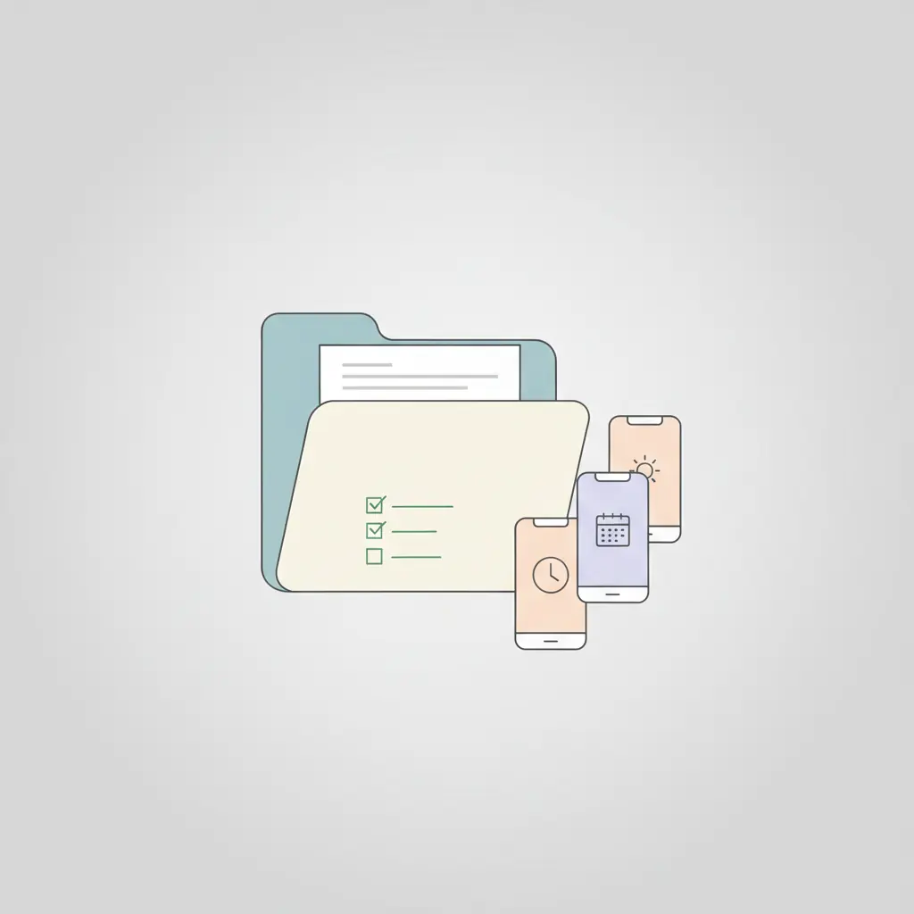 단순한 텍스트 파일, 간단한 체크리스트, 기본 앱 화면