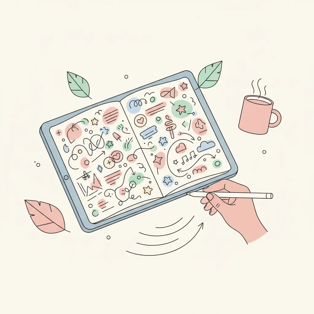 간단한 노트 앱, 자유로운 메모, 체계 없지만 풍부한 내용