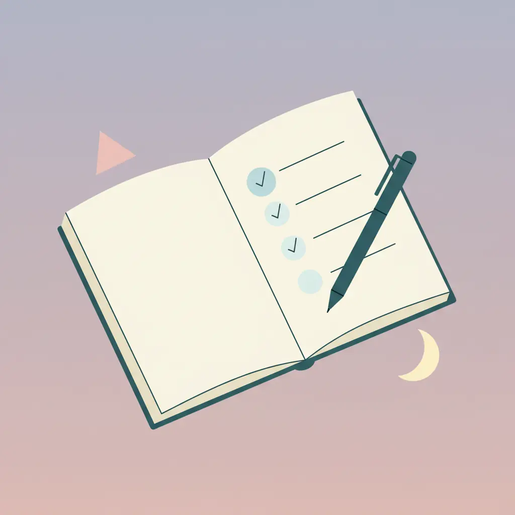 간단한 종이 노트, 펜, 3-4개만 적힌 할 일 목록