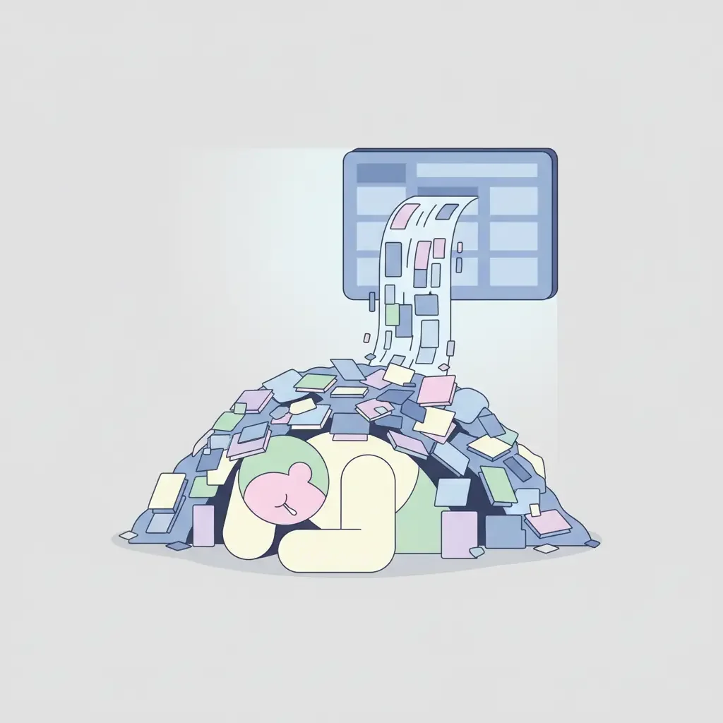 읽지 않은 글 47,382개가 쌓인 Feedly 화면을 보며 압도당하는 모습