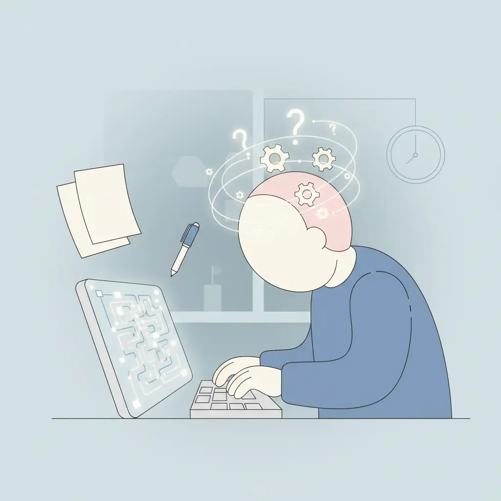 노션에서 할 일 목록을 정리하느라 정작 보고서를 못 쓰는 모습