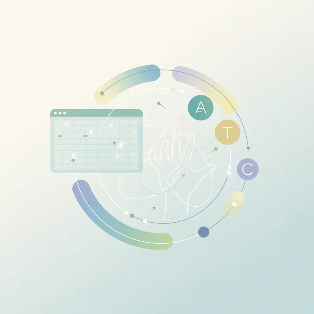 복잡한 스프레드시트와 여러 앱을 번갈아 보며 데이터를 입력하는 모습