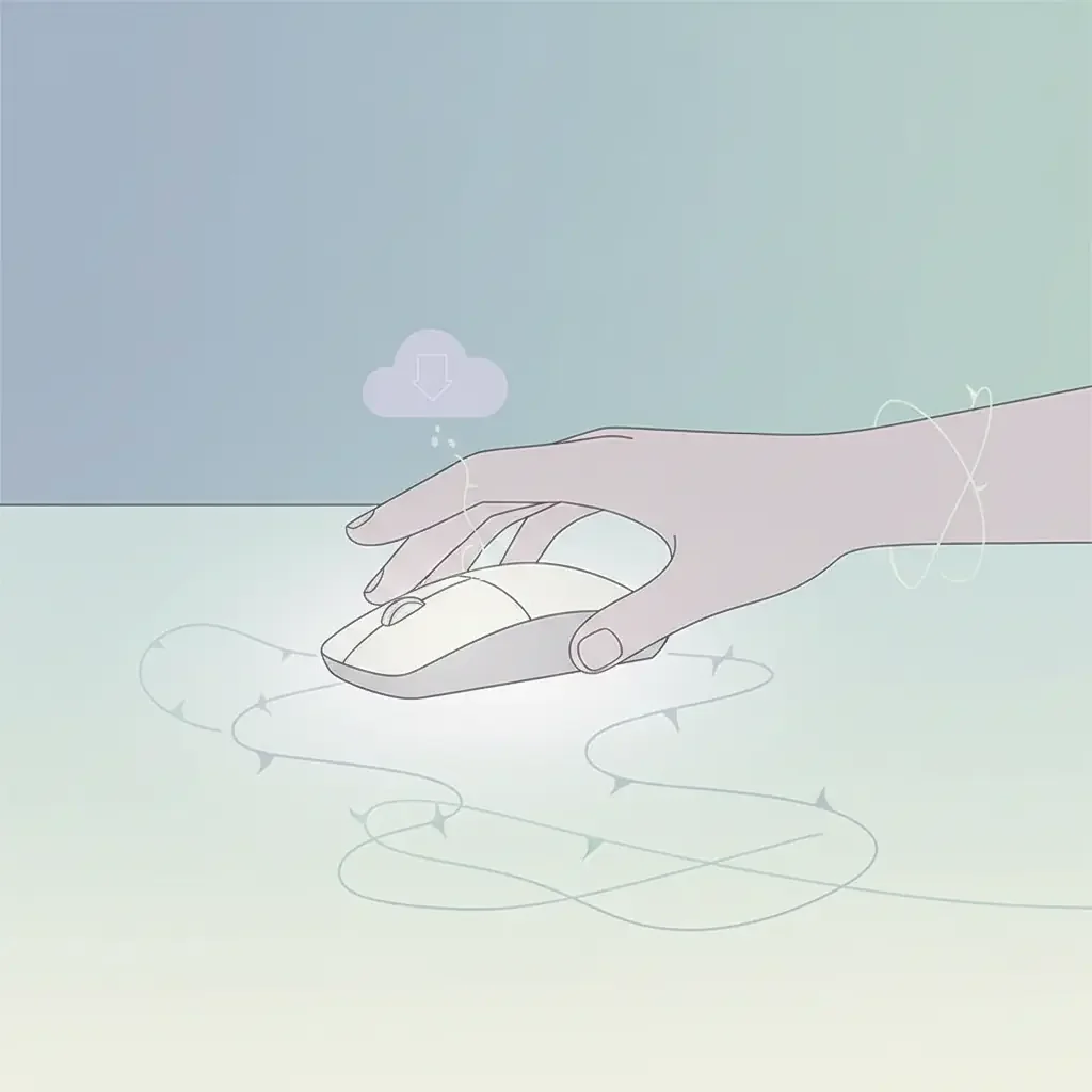 마우스를 쓸 때마다 죄책감을 느끼는 모습